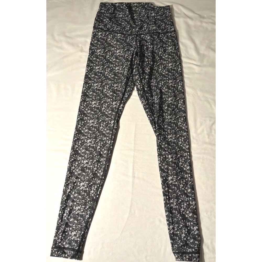 Lululemon High Rise Leggings Sequin Snake Black White Yoga Pants 28 Inseam